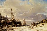 Eugene Isabey Paintings - Un Porte en Bretagne by Eugene Isabey